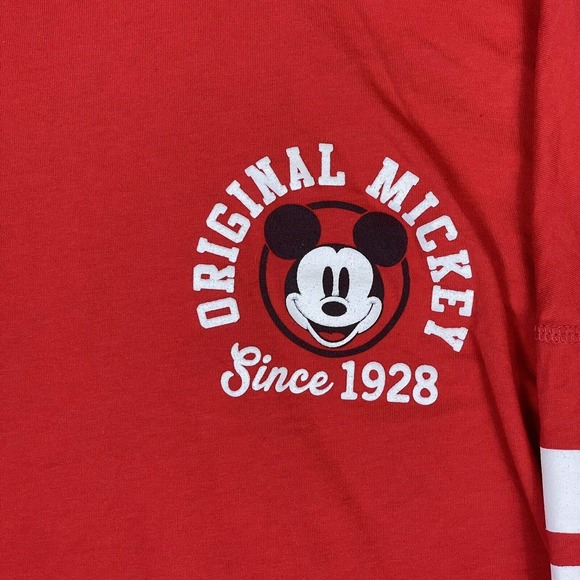 Mickey Mouse 3/4 Sleeve Graphic Spirt T Shirt Unisex XS Red Relaxed Fit - Picture 3 of 11